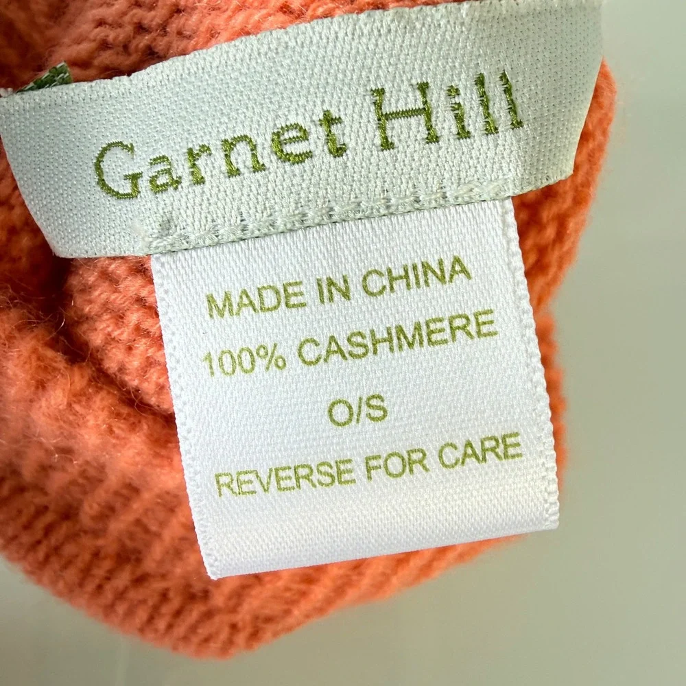 Garnet Hill Gloves Womens O/S Orange‎ Excellent 100% Cashmere Long Knit RN102816